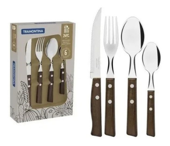 Juego De Cubiertos Con Mango Madera, Tradicional Tramontina 0