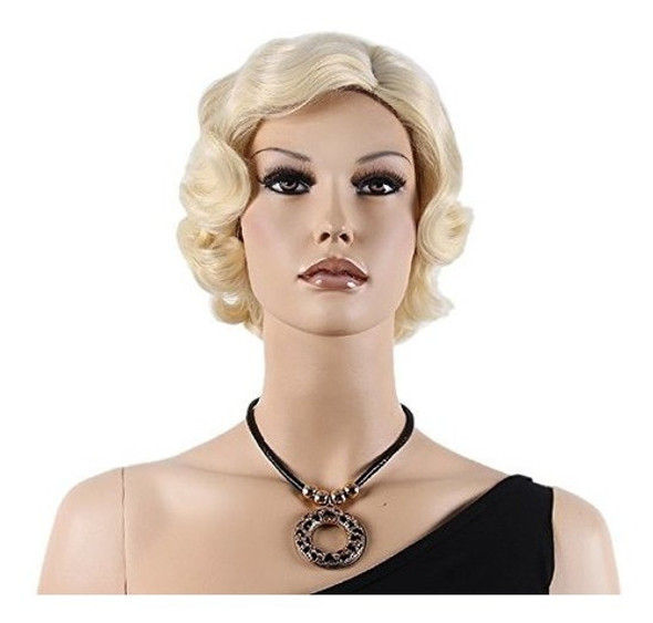 Stfantasy Finger Wave Peluca Rubia Bob Corto Rizado Para Muj 1