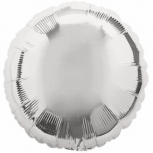 Globo Metalizado Mylar 18 Redondo Plateado Plata X10 Un 0