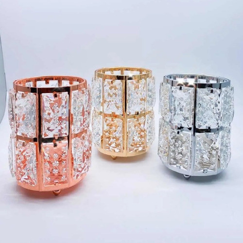 Porta Pincel Metálico Cristal Makeup Organizador Diamante 1