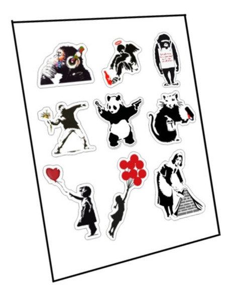 Stickers Calcos Vinilos Banksy Grafitis Termos Compu 0