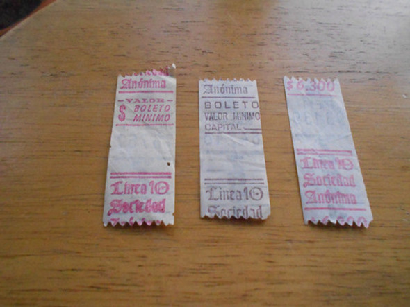 Boletos Capicüa Antiguos Colectivo Línea 10 - (3 Boletos) 1