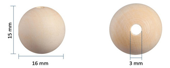 Cuentas De Madera Natural Redondas Ø 16mm ~pack 100 Unidades 1