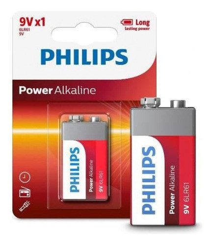 12 Baterías 9v Alcalina Philips A6lr61p1b/77 1