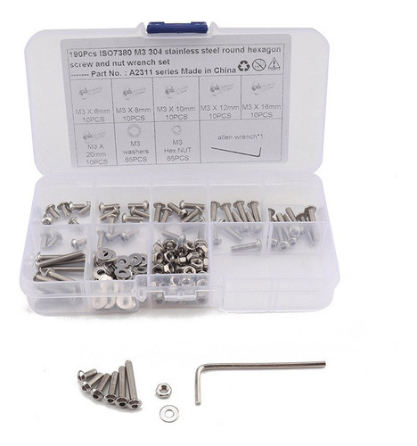 Tornillo Pasante . Kit 190pcs M3 0.40mm Varias Medidas H 0
