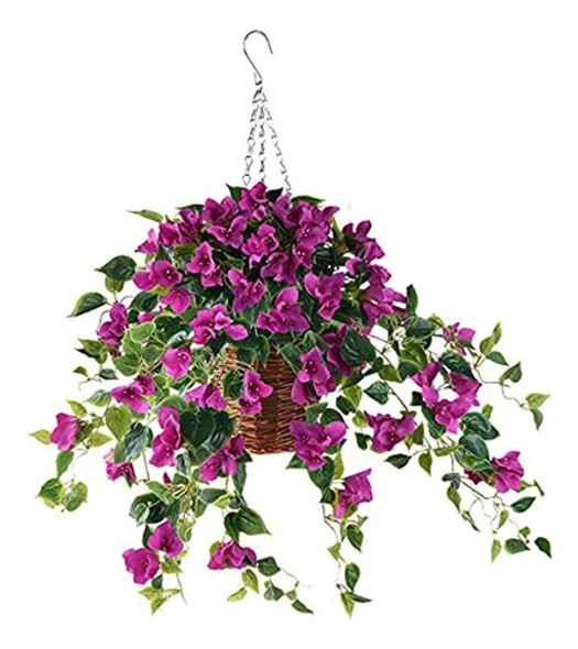 Cesta Colgante De Flores Artificiales Inqcmy Con Flores De V 0