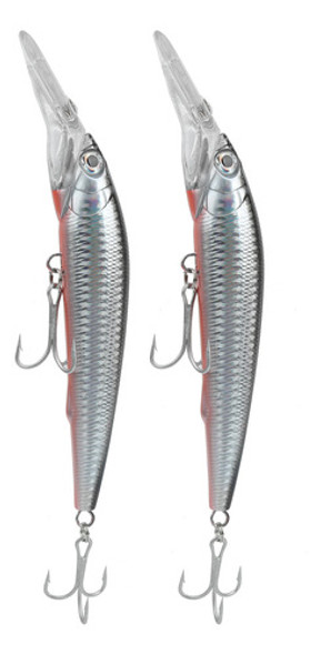 4# Deep Diving Minnow Lure Bait 2 Peças De Plástico Artifici 0
