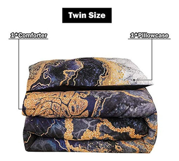 Sisher Marble Comforter Set Twin-2pcs( 1 Edredón Gris, 1 Fun 1 Sisher Marble Comforter Set Twin-2pcs( 1 Edredón Gris, 1 Fun 1