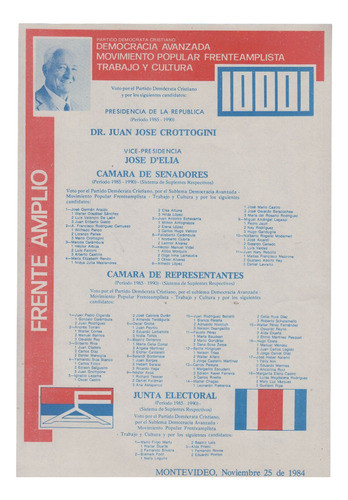 Frente Amplio Eleccion 1984 Lista 10001 Democracia Avanzada 0