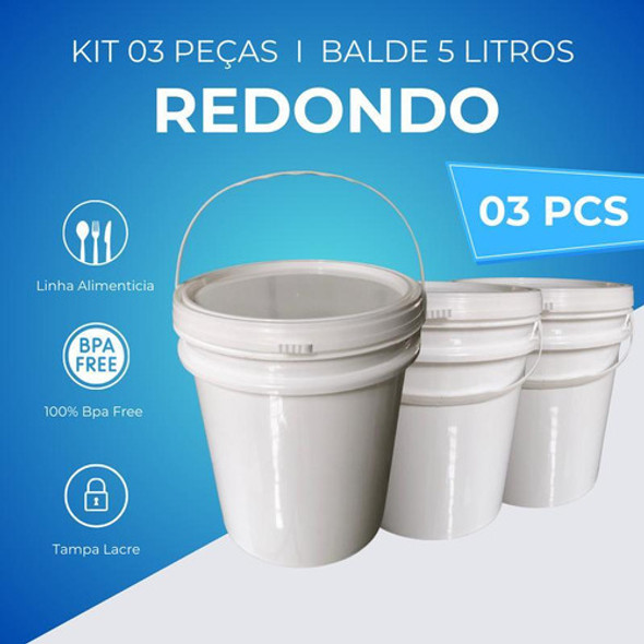 Balde 5l Para Guardar Ração 3 Pçs 1
