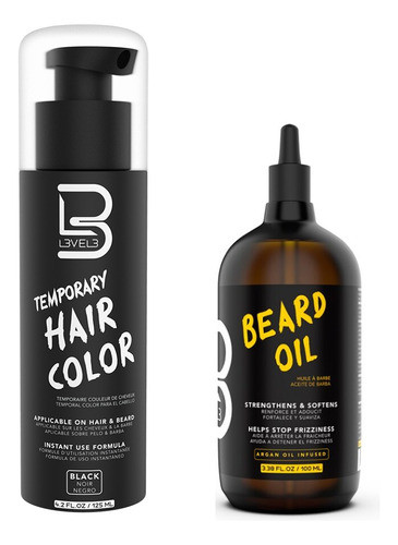 Combo Aceite Barba Argan + Tinte Temporary Hair Black Level3 0