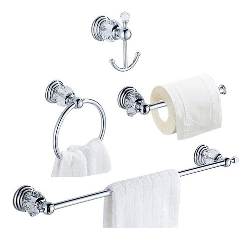 Set De 4 Accesorios Para Baño Cromo - Cristal Leyden -93fk1 0