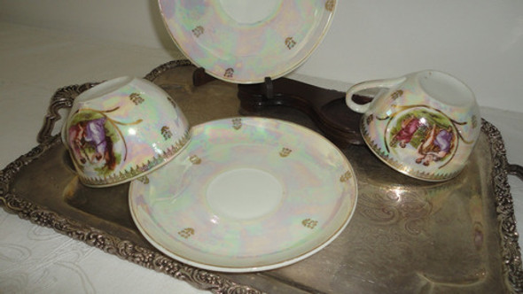 Taza Te Porcelana Alemana Muy Antigua Nacarada Divina Veala 0