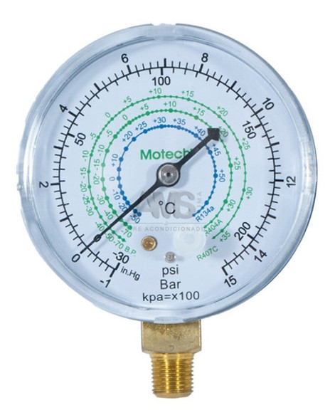 Manómetro Baja Presión R134a Motech 0 Manómetro Baja Presión R134a Motech 0
