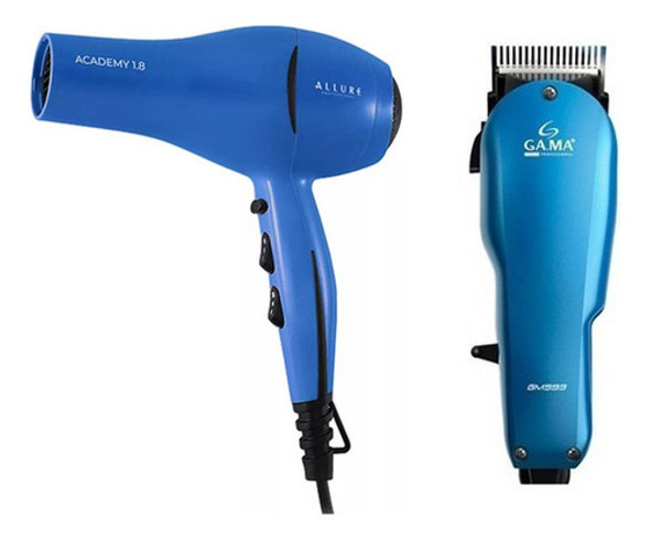 Kit Para Peluqueria Secador Allure + Maquina Cortadora Gama 0