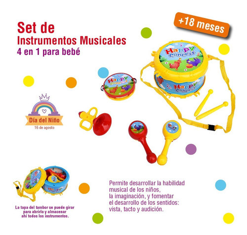 Set De Instrumentos Musicales, 4 En 1, Para Bebé-    9879 0