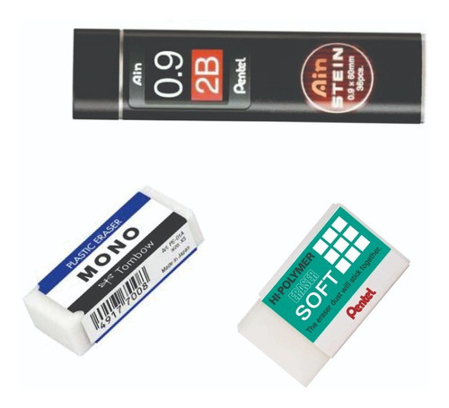 Kit Borracha Pelikan  Pentel Desenho Grafite2b Stain 0