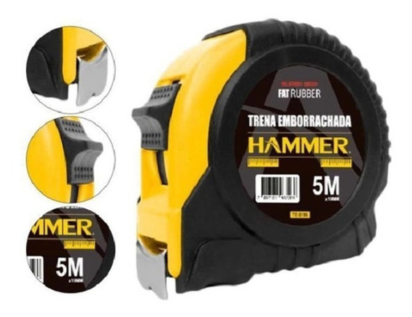 Trena Emborrachada Hammer 5 Metros 5mx19mm Cx6  Und Atacado 0