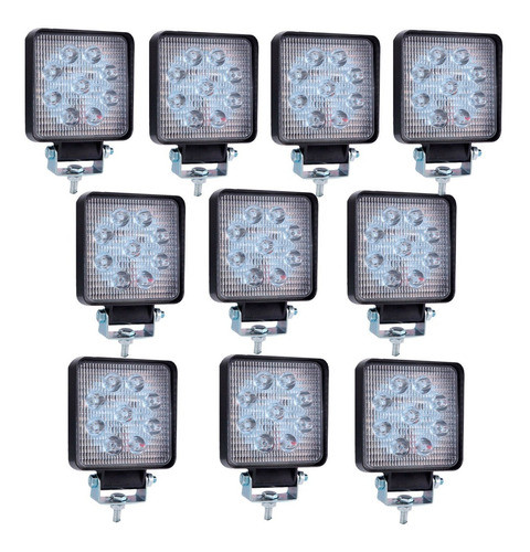 Combo 10 Faros 9 Led Accesorio Universal Cosechadora Tractor 0