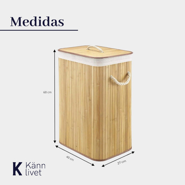 Cesto Canasto Ropa Sucia Bambu Plegable Asas Organizador ! 1