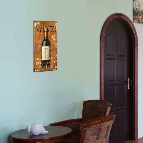 Adeco Home Decor  Wine  Artware Cartel De Pared De Madera An 1