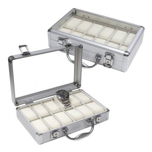 Estuche Caja Organizador Para 12 Relojes Aluminio Premium P2 0