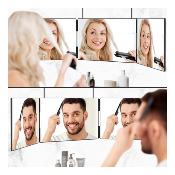 Olibuy Espejo De 3 Vías Para Corte De Cabello, Espejo Triple 1