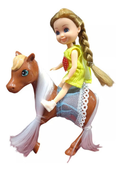 Muñeca Articulada Con Caballo Pony Con Pelo Largo Accesorios 0 Muñeca Articulada Con Caballo Pony Con Pelo Largo Accesorios 0