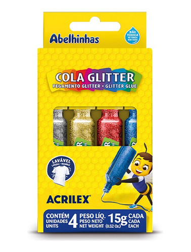 Cola Glitter 4 Cores 15g Cada Acrilex 0