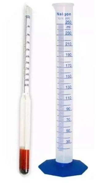 Densimetro 3 Escalas + Proveta 250 Ml Para Vinho E Cerveja 0