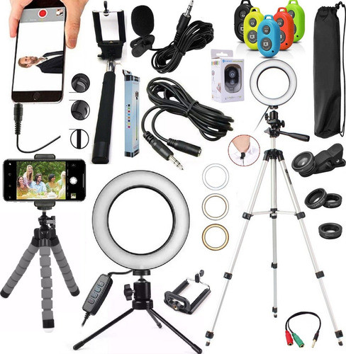 Kit Gravação Vídeo Acessórios Celular + Pau Selfie Universal 0