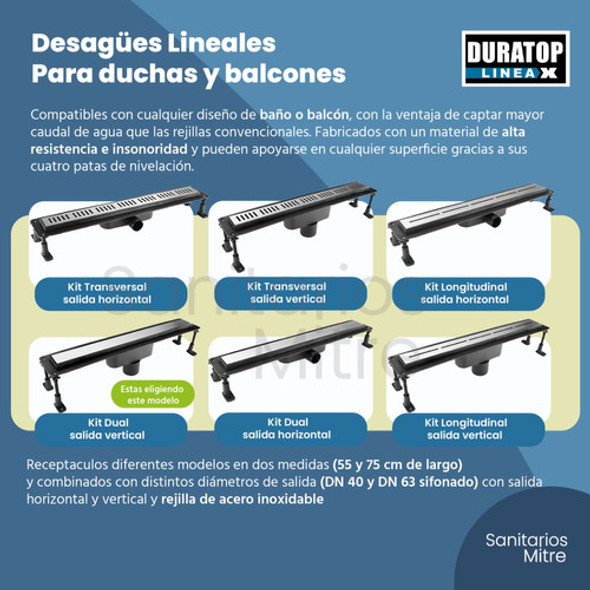 Desague Lineal  Dual 55cm 40 Ø Vertical Duratop Xr Dema 1 Desague Lineal  Dual 55cm 40 Ø Vertical Duratop Xr Dema 1