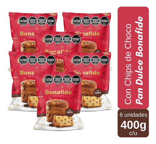 Pan Dulce Chips De Chocolate Bonafide 6u X 400g 0