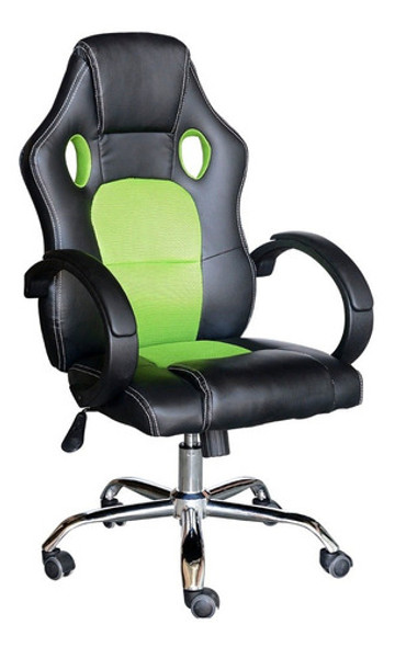 Silla Gamer Tapizada Y Base De Metal - Verde 0