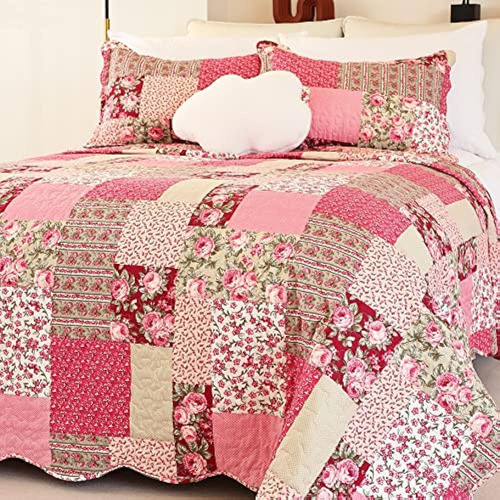 Cmfshape Summer Floral Queen Colcha Acolchada, Conjunto De C 0