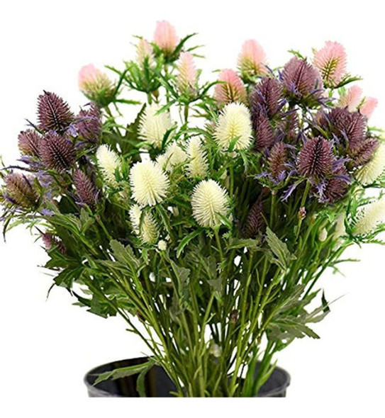 Fiveseasonstuff Flores De Cardo Artificiales De Tamaño Real 0