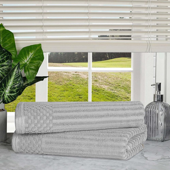 Juego De Toallas De Baño Sólido Y Acanalado De Algodón De 2 1 Juego De Toallas De Baño Sólido Y Acanalado De Algodón De 2 1