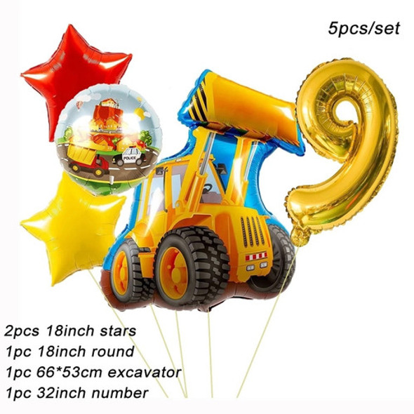Pack De 6 Globos Maquinas De Construcción Y Numero De 80cm 1