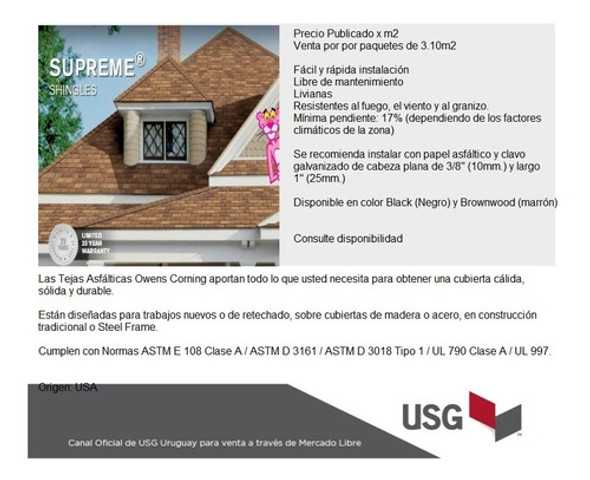 Teja Asfaltica Marrón Owens Corning - Plana 1 Teja Asfaltica Marrón Owens Corning - Plana 1