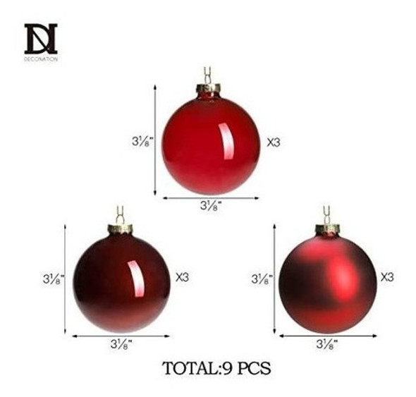 Bolas De Navidad Cristal Dn Deconation Rojas 3 Diseños X9 1