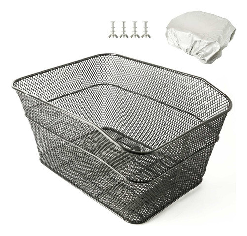 Cesta De Metal Trasera De Bicicleta Negra, Estante De Carga. 0