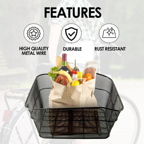 Cesta De Metal Trasera De Bicicleta Negra, Estante De Carga. 1