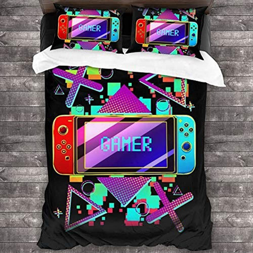 ~? Holderoo Gamer Print Con Nintendo Juego De Ropa De Cama D 0
