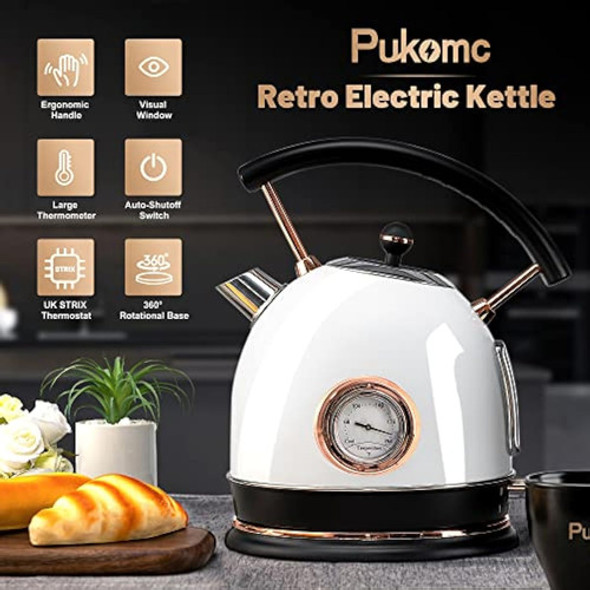 Pukomc Hervidor Eléctrico Retro De Acero 1