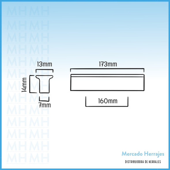 Manija Tirador Barra T Aluminio 160 Mm Mueble Puerta Cajón 1