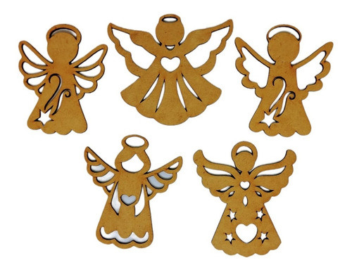 Adornos Navidad Fibrofáci Pack 5 Angelitos 10cm Para Colgar 0