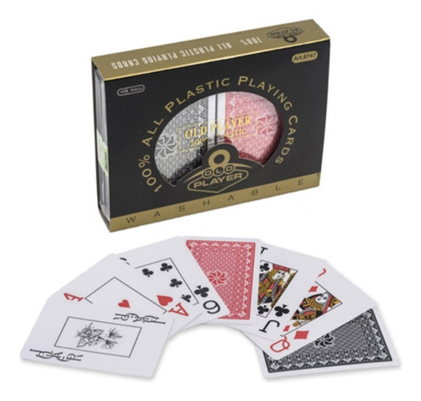 Cartas Naipe Poker Estuche Doble 100% Plastico Old Player 1