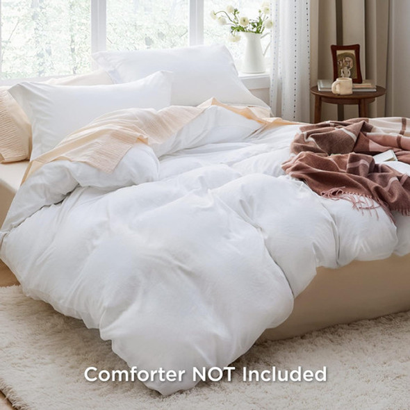Funda De Edredón Blanca Suave Para Cama Queen, 229x229 Cm 1 Funda De Edredón Blanca Suave Para Cama Queen, 229x229 Cm 1