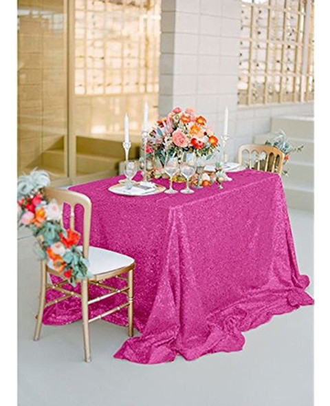 Shinybeauty Rectanglesequintablecloth60x102inchhot Pink 5ft 1