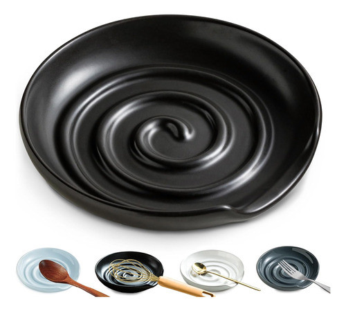 Soporte De Cuchara Cerámico Negro Mate Ideal Regalo 0